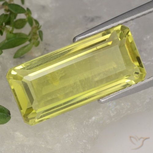 7.14ct Натуральный Светло-желтый Кварц, Изумрудная огранка, VVS-VS