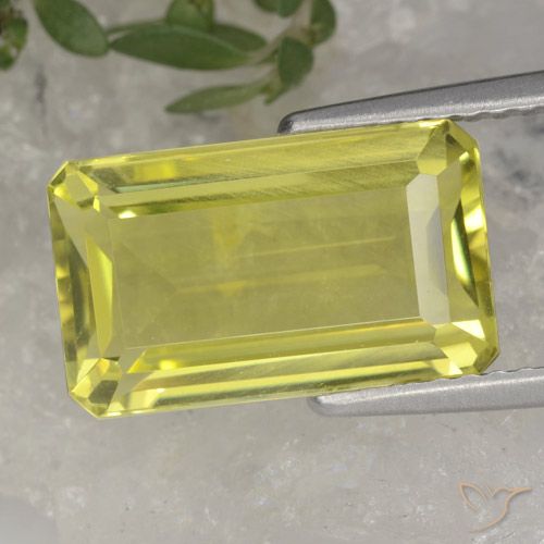4.46ct Натуральный Светло-желтый ананас Кварц, Изумрудная огранка, VVS-VS