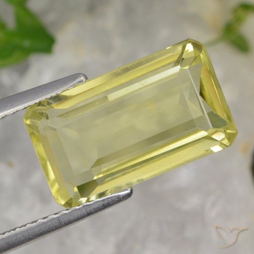 5.64ct Натуральный Светло-желтый Кварц, Изумрудная огранка, Чистота VS