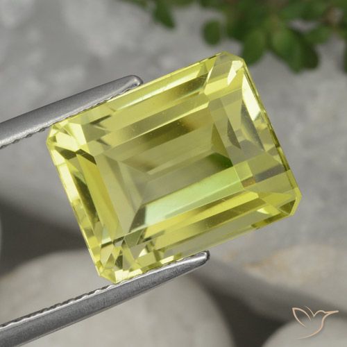 9.06ct Натуральный Светло-желтый ананас Кварц, Изумрудная огранка, VVS-VS