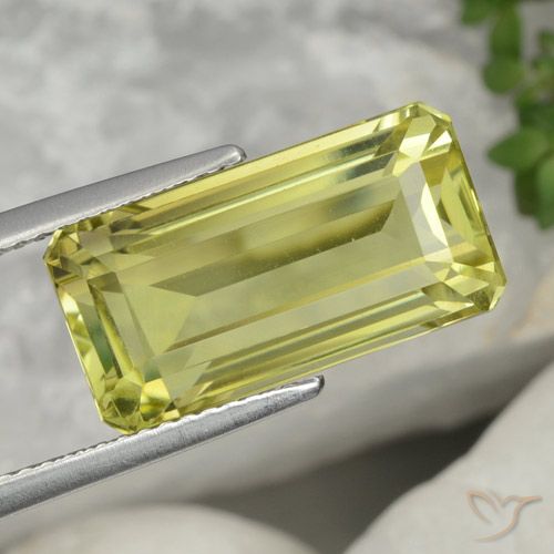 8.34ct Натуральный Зелено-желтый Кварц, Изумрудная огранка, VVS-VS