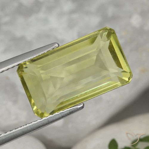 8.13ct Натуральный Средний желтый Кварц, Изумрудная огранка, VVS-VS