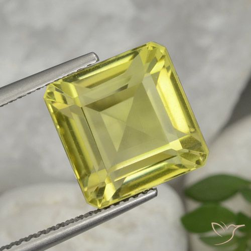9.98ct Натуральный Светло-желтый Кварц, Изумрудная огранка, VVS-VS