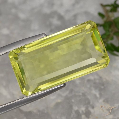 10.27ct Натуральный Светло-желтый Кварц, Изумрудная огранка, VVS-VS