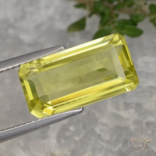 5.60ct Натуральный Светло-желтый Кварц, Изумрудная огранка, VVS-VS