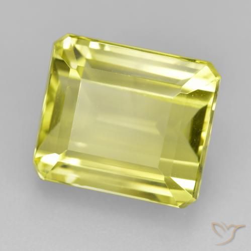 9.31ct Натуральный Светло-желтый Кварц, Изумрудная огранка, VVS-VS