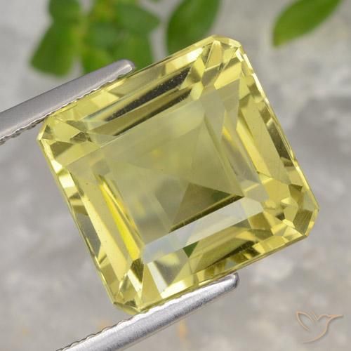 8.55ct Натуральный Светло-желтый Кварц, Изумрудная огранка, VVS-VS