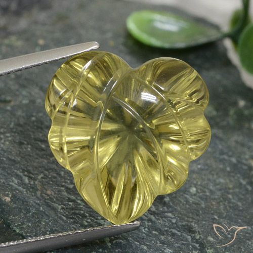 12.47ct Натуральный Средне-светло-желтый Кварц, Огранка Цветок, Прозрачный