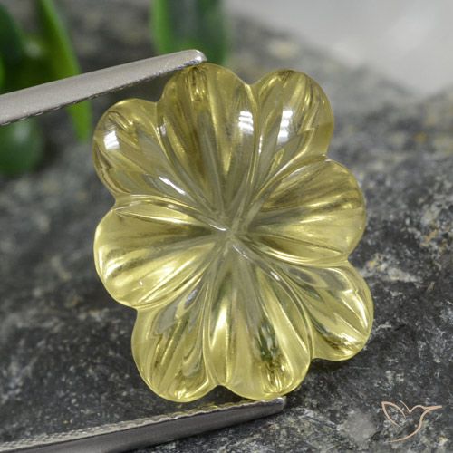 9.60ct Натуральный Средне-светло-желтый Кварц, Огранка Цветок, Прозрачный