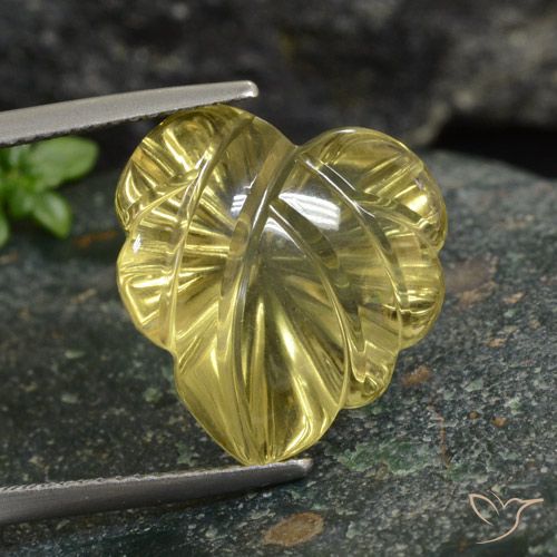 12.04ct Натуральный Светлое золото Кварц, Огранка Цветок, Прозрачный