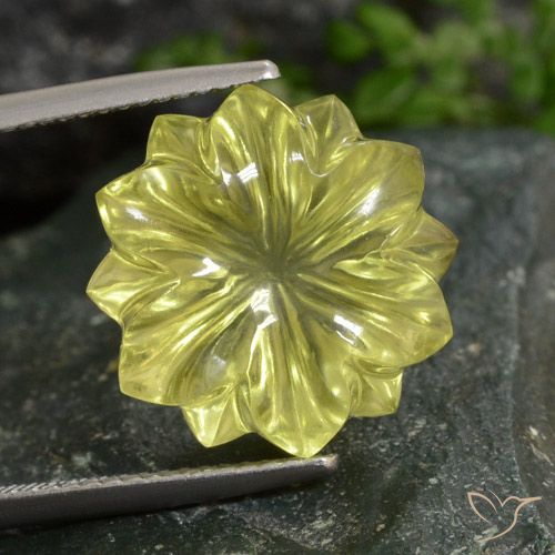 12.77ct Натуральный Светло-желтый Кварц, Огранка Цветок, Прозрачный