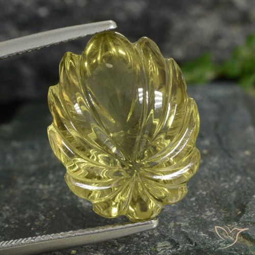 12.77ct Натуральный Средне-светло-желтый Кварц, Огранка Цветок, Прозрачный