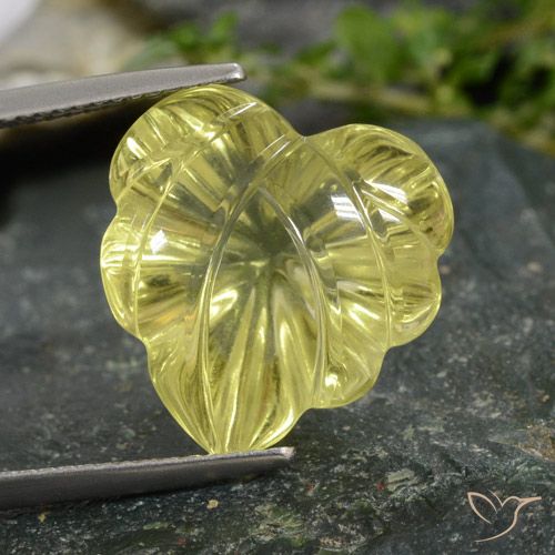 12.97ct Натуральный Средний желтый Кварц, Огранка Цветок, Прозрачный