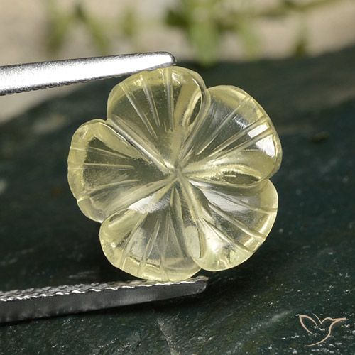3.47ct Натуральный Бледно-кремово-желтый Кварц, Огранка Цветок, Прозрачный