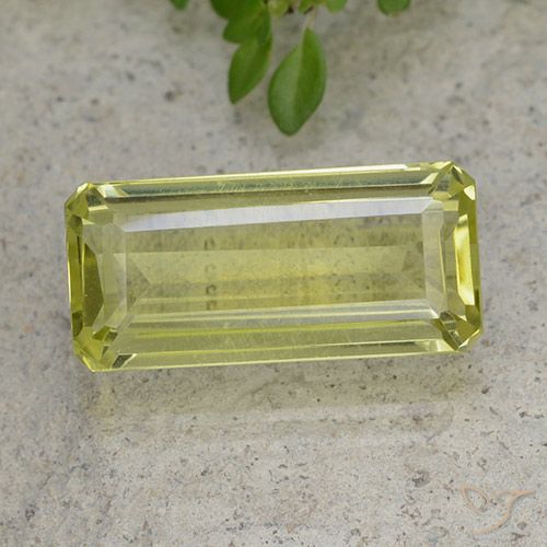 6.44ct Натуральный Зелено-желтый Кварц, Изумрудная огранка, VVS-VS
