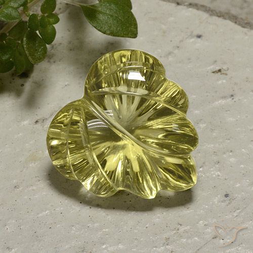 12.42ct Натуральный Средний желтый Кварц, Огранка Цветок, Прозрачный