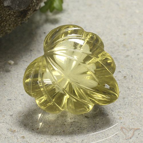 9.86ct Натуральный Средне-светло-желтый Кварц, Огранка Цветок, Прозрачный