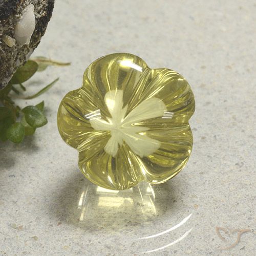 9.60ct Натуральный Средне-светло-желтый Кварц, Огранка Цветок, Прозрачный