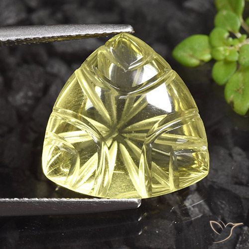 9.06ct Натуральный Светло-желтый Кварц, Триллион, Прозрачный