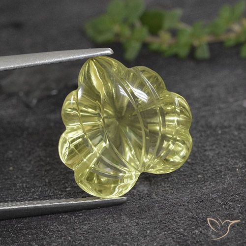 7.99ct Натуральный Светло-желтый ананас Кварц, Огранка Цветок, Прозрачный