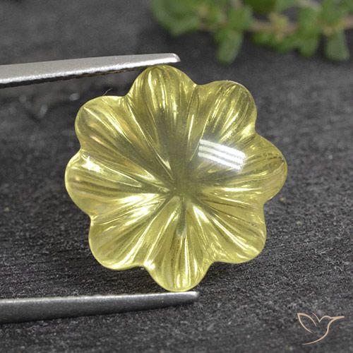 9.33ct Натуральный Светло-желтый ананас Кварц, Огранка Цветок, Прозрачный