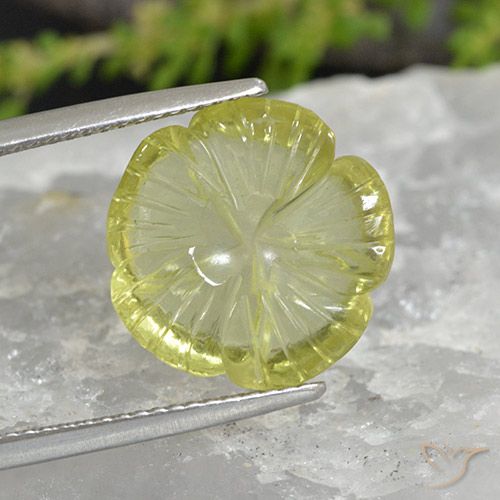 7.37ct Натуральный Лимонно-желтый Кварц, Огранка Цветок, Прозрачный