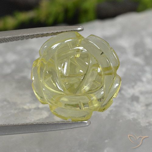 11.38ct Натуральный Светло-желтый ананас Кварц, Огранка Цветок, Прозрачный