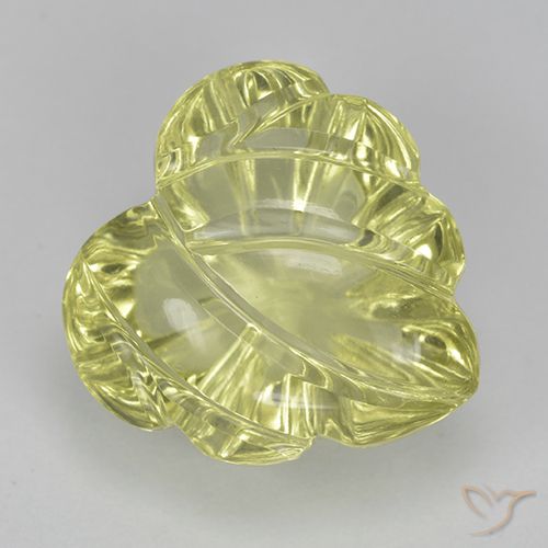 7.36ct Натуральный Средне-светло-желтый Кварц, Огранка Цветок, Прозрачный