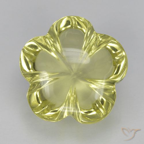 5.28ct Натуральный Зеленовато-желтый Кварц, Огранка Цветок, Прозрачный