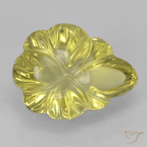 4.28ct Натуральный Светло-желтый ананас Кварц, Огранка Цветок, Прозрачный