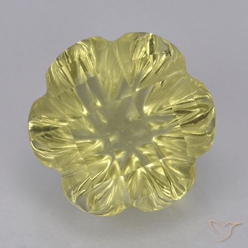 2.85ct Натуральный Светло-желтый ананас Кварц, Огранка Цветок, Прозрачный