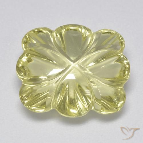 6.87ct Натуральный Светло-зеленовато-желтый Кварц, Огранка Цветок, Прозрачный