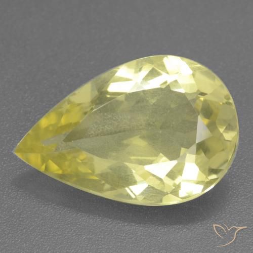 11.04ct Натуральный Светло-желтый Кварц, Форма груши, Чистота VS
