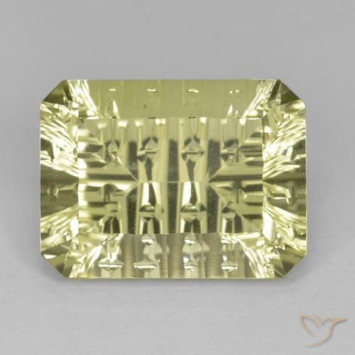 10.98ct Натуральный Средне-светло-желтый Кварц, Изумрудная огранка, Чистота VVS