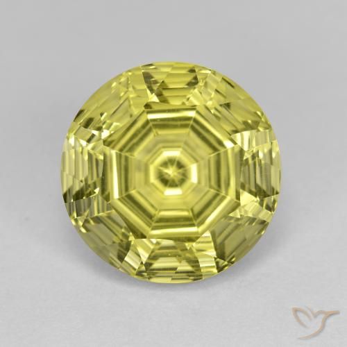 6.17ct Натуральный Зеленовато-желтый Кварц, Круглый, Чистота VVS
