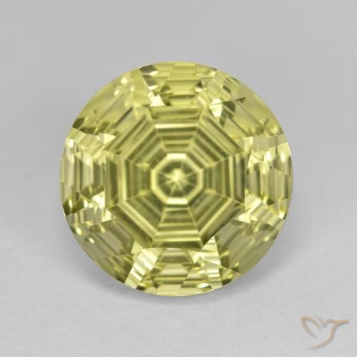 6.41ct Натуральный Зеленовато-желтый Кварц, Круглый, Чистота VVS