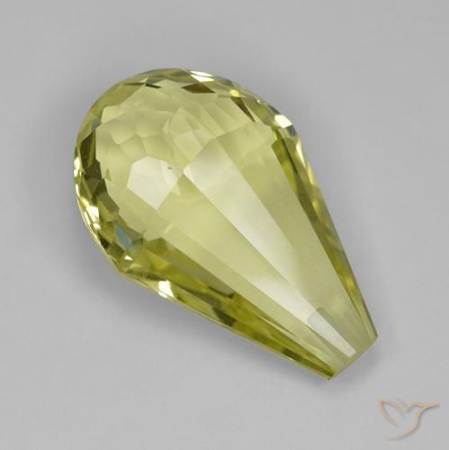 19.11ct Натуральный Светло-желтый Кварц, Бриолет, VVS-VS