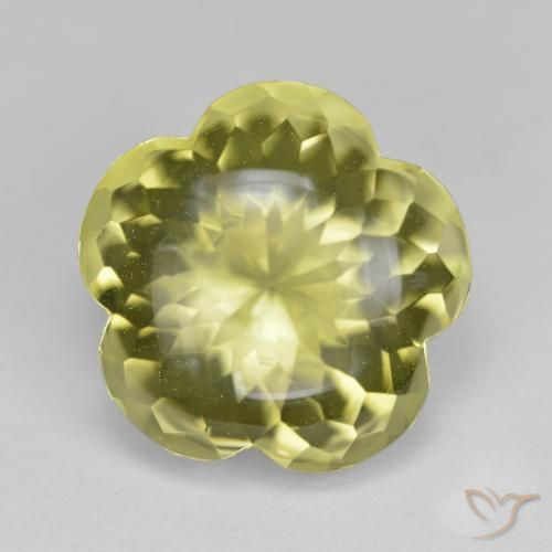 11.16ct Натуральный Зеленовато-желтый Кварц, Огранка Цветок, Прозрачный