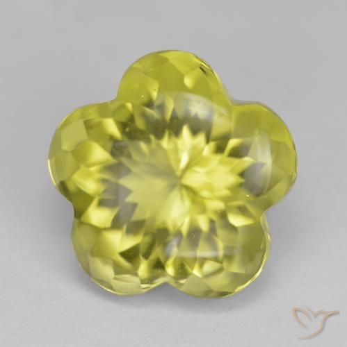 10.71ct Натуральный Светло-желтый ананас Кварц, Огранка Цветок, Прозрачный