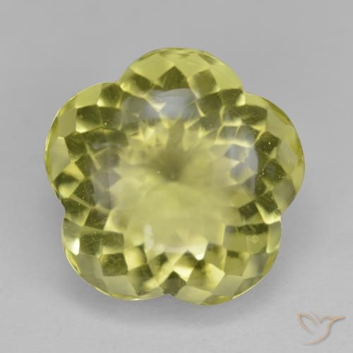 13.86ct Натуральный Зеленовато-желтый Кварц, Огранка Цветок, Прозрачный