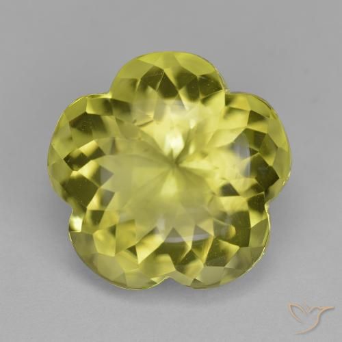 11.31ct Натуральный Лимонно-желтый Кварц, Огранка Цветок, Прозрачный