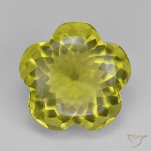 14.78ct Натуральный Зеленовато-желтый Кварц, Огранка Цветок, Прозрачный