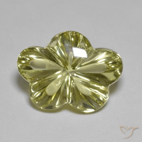 9.65ct Натуральный Зеленовато-желтый Кварц, Огранка Цветок, Прозрачный
