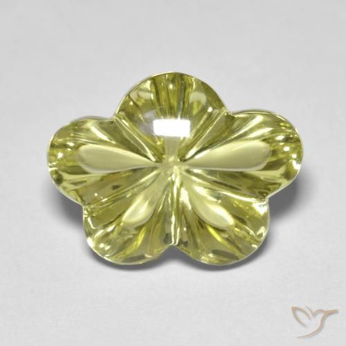 9.59ct Натуральный Зеленовато-желтый Кварц, Огранка Цветок, Прозрачный