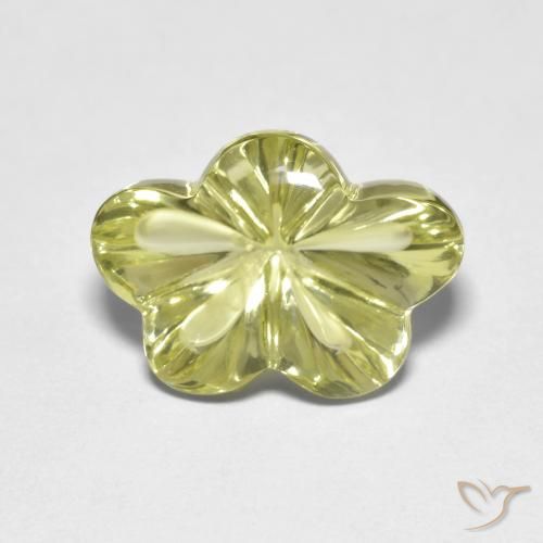6.25ct Натуральный Зеленовато-желтый Кварц, Огранка Цветок, Прозрачный