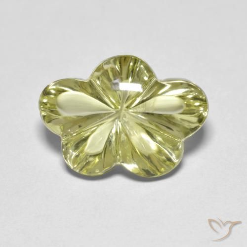 6.31ct Натуральный Зеленовато-желтый Кварц, Огранка Цветок, Прозрачный