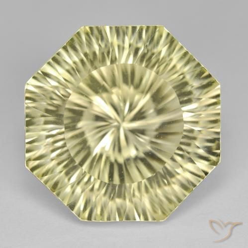 18.41ct Натуральный Светло-желтый Кварц, Изумрудная огранка, Чистота VVS