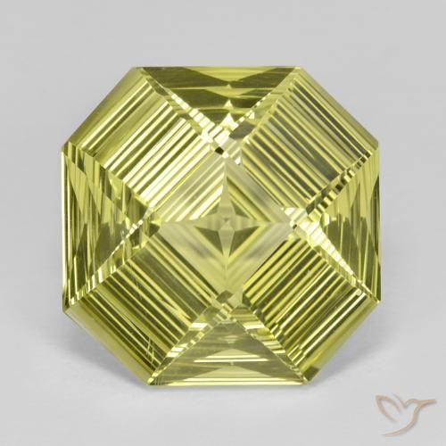 13.31ct Натуральный Зеленовато-желтый Кварц, Изумрудная огранка, Чистота VVS