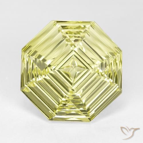 14.36ct Натуральный Зеленовато-желтый Кварц, Изумрудная огранка, Чистота VVS