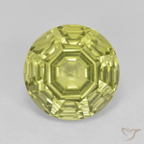 6.09ct Натуральный Желто-зеленый Кварц, Круглый, Чистота VVS
